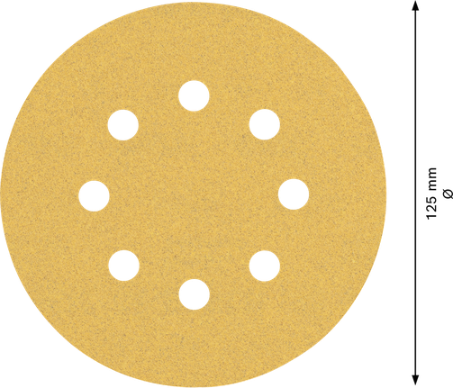 EXPERT C470 Sandpaper with 8 holes for Random Orbital Sanders 125 mm, G 100 5-pc Bosch EXPERT C470 sandpaper 125 mm 8-hole disc.