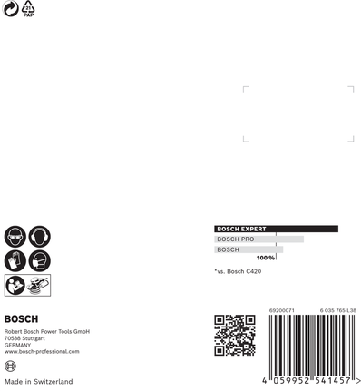 EXPERT C470 Sandpaper with 8 holes for Random Orbital Sanders 125 mm, G 120 5-pc Bosch EXPERT C470 sandpaper 125 mm 120 grit.