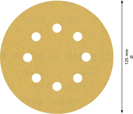 EXPERT C470 Sandpaper with 8 holes for Random Orbital Sanders 125 mm, G 180 5-pc Bosch EXPERT C470 sandpaper disc 125mm 8 holes.