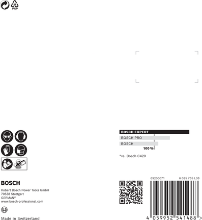 EXPERT C470 Sandpaper with 8 holes for Random Orbital Sanders 125 mm, G 320 5-pc Bosch EXPERT C470 sandpaper 125 mm 320 grit.
