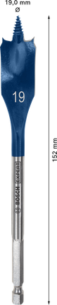 EXPERT Self Cut Speed Spade Drill Bit 19 x 152 mm Bosch EXPERT Self Cut Speed Spade Drill Bit 19 mm.