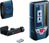 Bosch LR 7 laser receiver with clamp and carrying pouch.