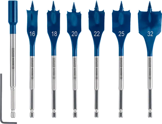 EXPERT Self Cut Speed Spade Drill Bit Set Bosch EXPERT Self Cut Speed spade drill bit set 7-piece.