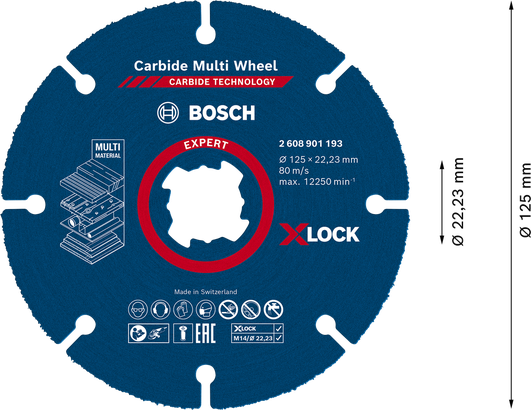 EXPERT Carbide Multi Wheel Bosch EXPERT Carbide Multi Wheel X-LOCK 125 mm cutting disc.