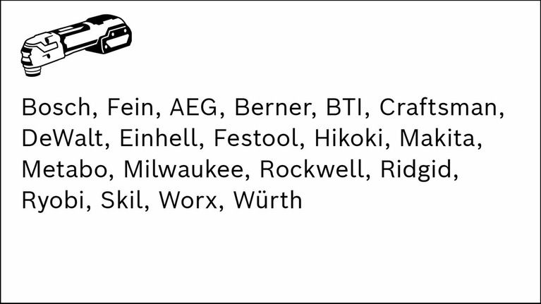 EXPERT MetalMax AIZ 32 AIT Multitool Blade 40 x 32 mm Power tool outline above a list of various power tool brands.