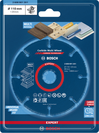 Bosch EXPERT Multi Material 110×20 mm cutting disc.