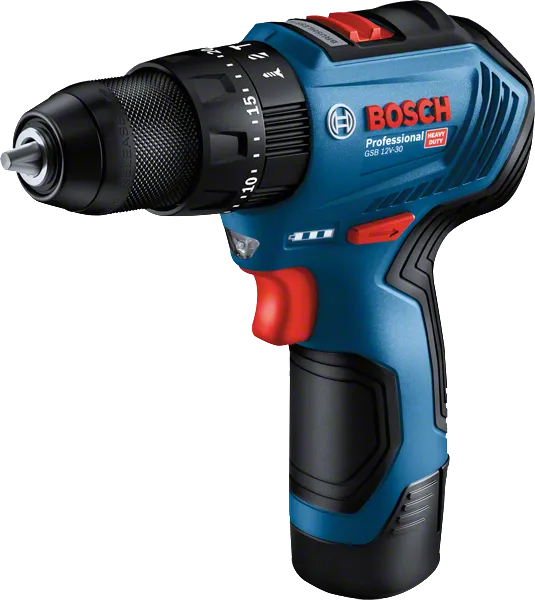 Blue Bosch cordless drill.