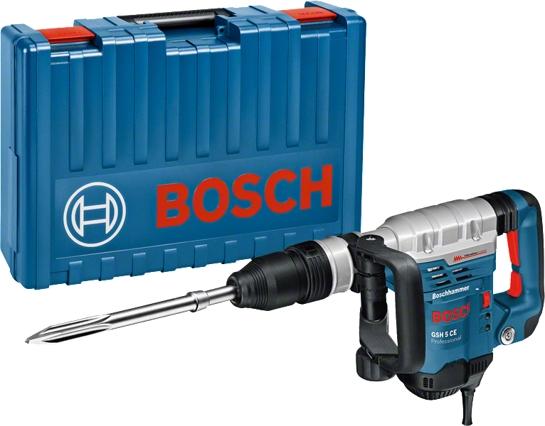 Bosch GSH 5 CE demolition hammer with carrying case.