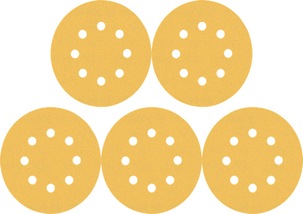 EXPERT C470 Sandpaper with 8 holes for Random Orbital Sanders 125 mm, G 320 5-pc Bosch sanding disc set with multiple dust extraction holes.