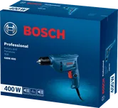 Bosch GBM 400 rotary drill packaging.