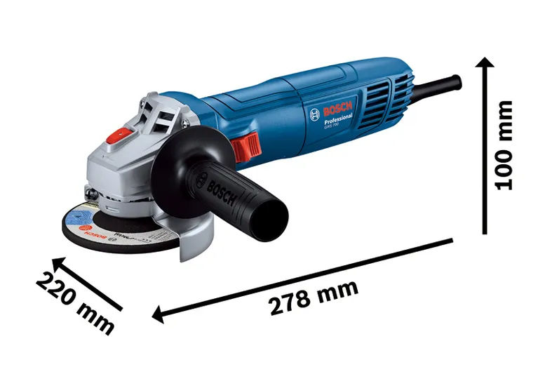 Bosch GWS 700 angle grinder with ergonomic side handle.