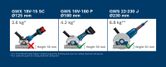Bosch GWS 18V-180 P cordless angle grinder, 50 mm cutting height.