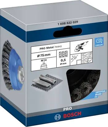 PRO Metal heavy Bosch PRO Metal heavy cup brush 75×0.5 mm.