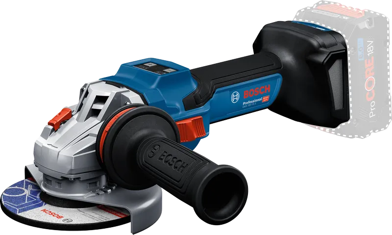GWS 18V-15 S Bosch GWS 18V-15 S cordless angle grinder, ProCORE 8Ah battery.