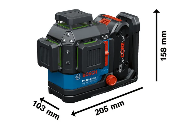 Bosch GLL 18V-120-33 CG laser leveling tool with 120 m range.