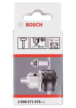Bosch drill chuck 1-10 mm with key for power tools.
