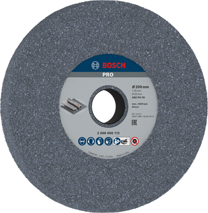 PRO Metal Grinding Wheel, 200 x 25 x 32 mm, G60 Bosch PRO Metal Grinding Wheel 200x25x32 mm G60.