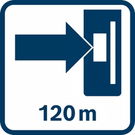 Up to 120 m working range (radius) with receiver