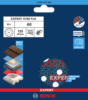 EXPERT O780 Foil Bosch EXPERT O780 125 mm 60 grit sanding disc