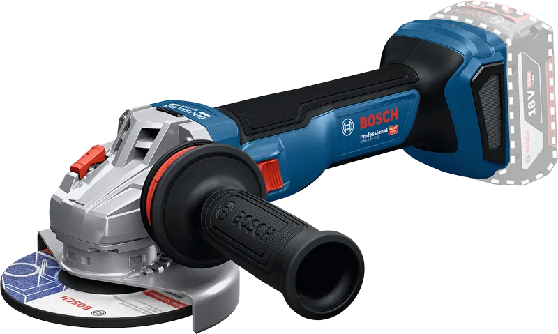Bosch GWS 18V-11 cordless angle grinder with side handle.