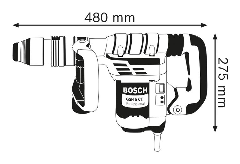 Demolition hammer dimensions.