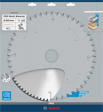 PRO Multi Material Circular Saw Blade, 355 x 3 x 30 mm, T80 PRO Multi Material Circular Saw Blade, 355 x 3 x 30 mm, T80