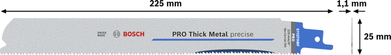 PRO Thick Metal precise S1137HBF Blade, 1.1 x 25 x 225 mm, 5 pcs Bosch PRO Thick Metal precise S1137HBF saw blade 225 mm.