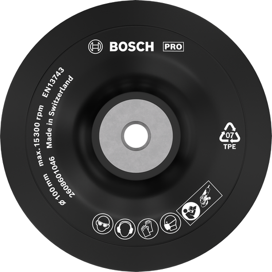 PRO Backing Pad Soft Bosch PRO Backing Pad Soft 100 mm for angle grinders.