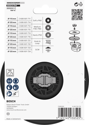 PRO Backing Pad Hard, 125 mm, X-Lock Bosch PRO Backing Pad Hard 125 mm X-Lock.