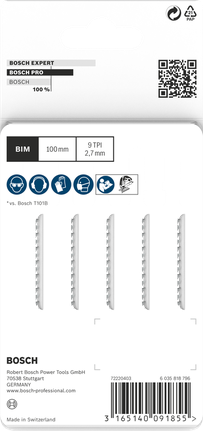 PRO Hardwood clean T101BF Jigsaw Blade, 100 mm, 5 pcs Bosch PRO Hardwood clean T101BF jigsaw blades 100mm 5pcs.
