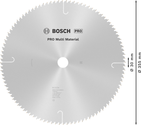 PRO Multi Material Circular Saw Blade, 355 x 3 x 30 mm, T100 PRO Multi Material Circular Saw Blade, 355 x 3 x 30 mm, T100