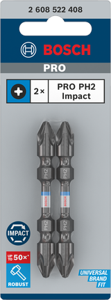 Bosch PRO PH2 impact double-ended bits 65 mm.