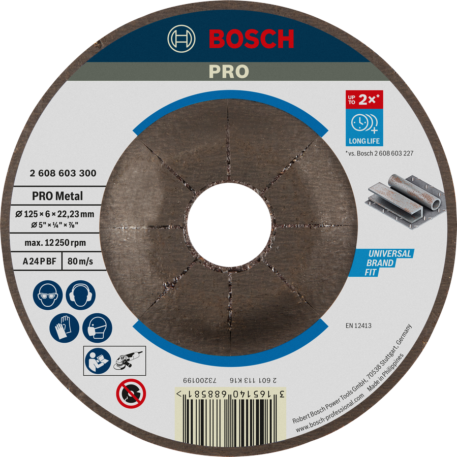 Bosch PRO Metal Grinding Disc 125 mm long life.