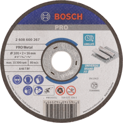 Bosch PRO Metal Bonded Cutting Disc 100 x 2 x 16 mm.