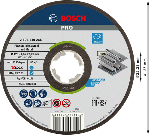 Bosch PRO stainless steel and metal cutting disc X-Lock.
