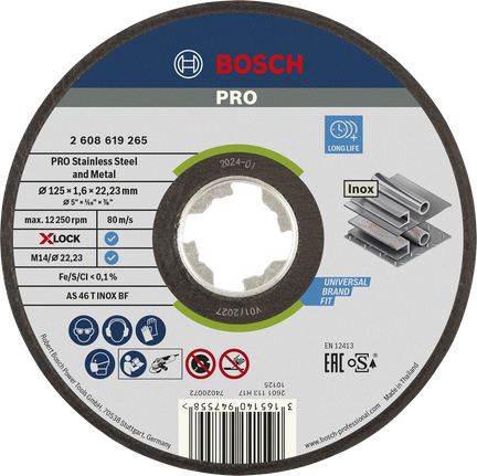 Bosch PRO stainless steel cutting disc X-Lock 125 mm.
