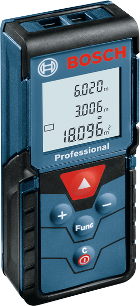Bosch GLM 40 laser measure, digital distance and area tool.