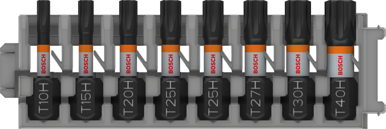 Bosch PRO TH Impact Bits set T10H to T40H, 8 pieces.