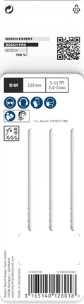 PRO Multi Material thick and thin T345XF Jigsaw Blade, 132 mm, 3 pcs Bosch PRO Multi Material T345XF jigsaw blade 132 mm 3 pcs.