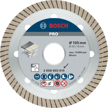 Bosch PRO Ceramic Diamond Disc, 105 mm for tile cutting.