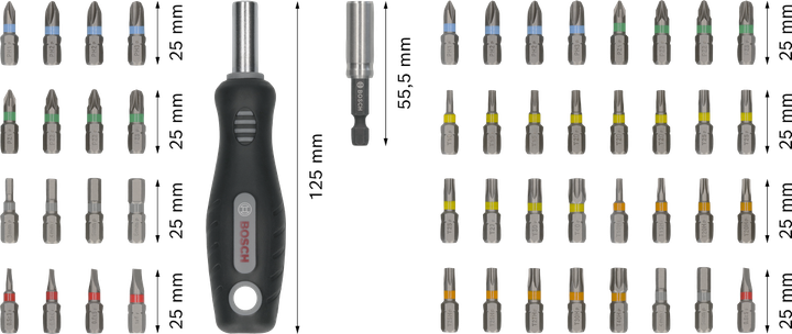 Bosch Extra Hard Screwdriver Bit Set 50 pcs with handle