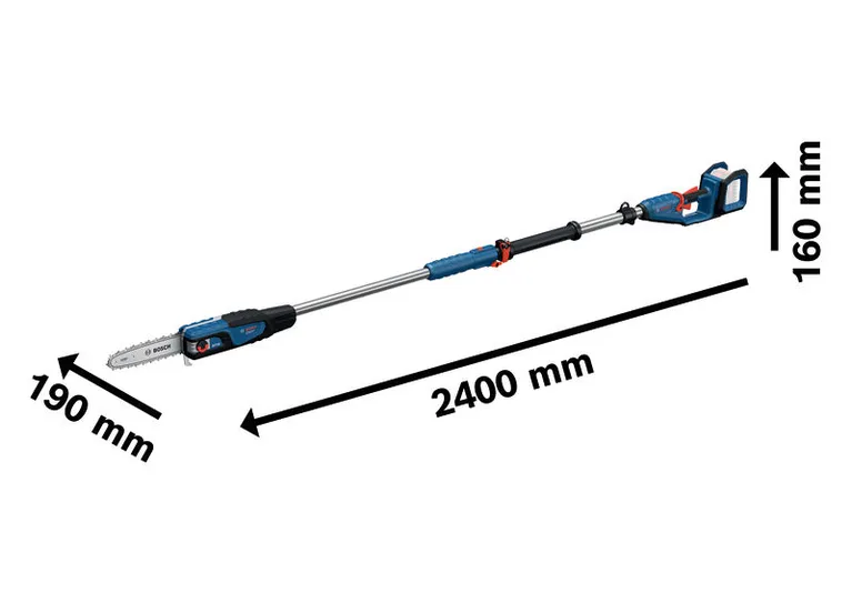Bosch GKE 18V-25 TP cordless pole saw with 2400 mm reach.