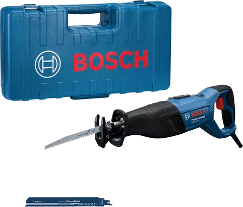 Bosch GSA 12-30 reciprocating saw with case and blade.