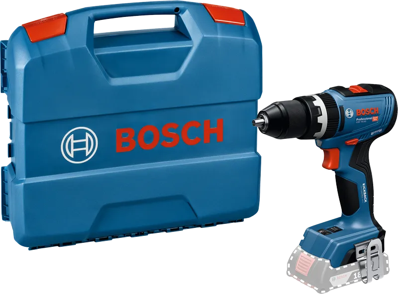 Bosch GSB 18V-65 cordless drill with carrying case.