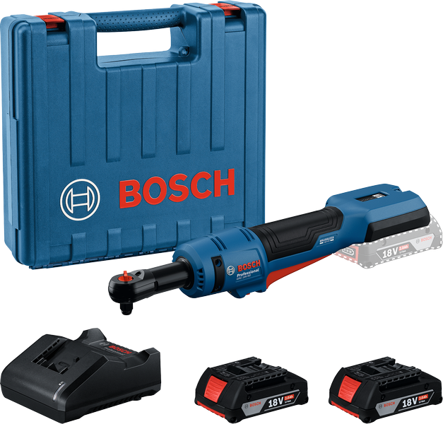 Bosch GRC 18V-60 cordless ratchet kit with batteries.