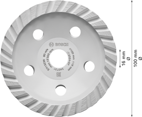 Bosch Multi Material Turbo diamond cup wheel 100 mm.
