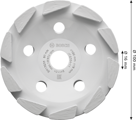 Multi Material Bosch Multi Material Segmented 100 mm diamond grinding disc.