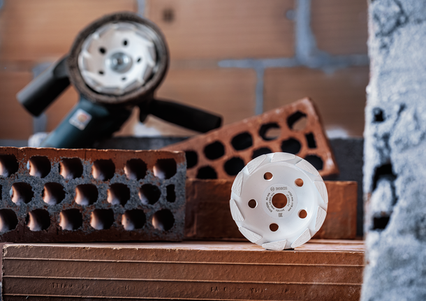Bosch Expert Diamond Metal Wheel for fast brick grinding.
