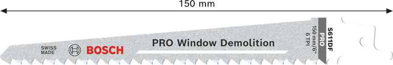 PRO Window Demolition S611DF Blade, 1.25 x 19 x 150 mm, 2 pcs Bosch PRO Window Demolition S611DF blade, 150 mm.