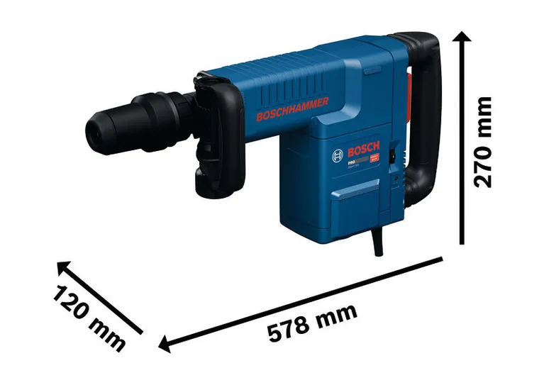 Bosch GSH11EV demolition hammer SDS max with dimensions.